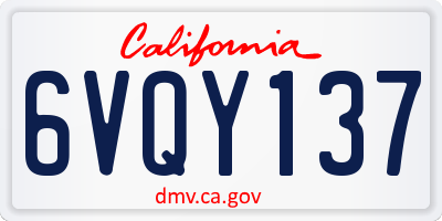 CA license plate 6VQY137