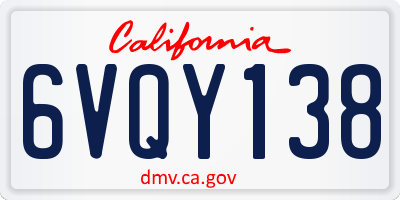 CA license plate 6VQY138