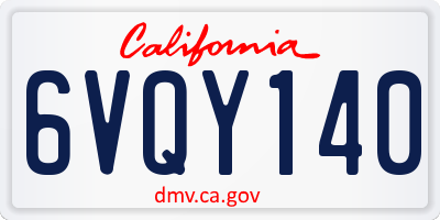 CA license plate 6VQY140