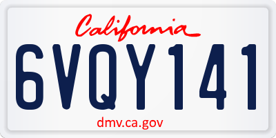 CA license plate 6VQY141