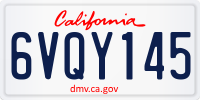 CA license plate 6VQY145