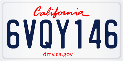 CA license plate 6VQY146