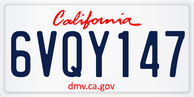 CA license plate 6VQY147