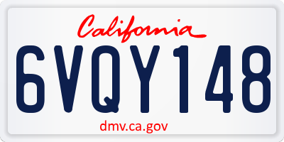 CA license plate 6VQY148