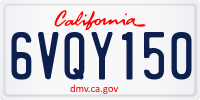 CA license plate 6VQY150