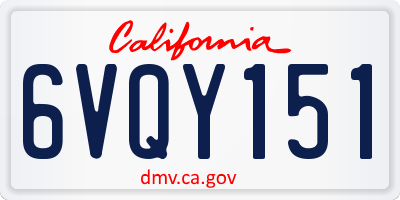 CA license plate 6VQY151