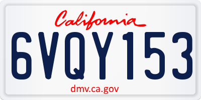 CA license plate 6VQY153