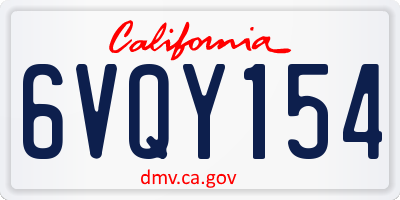 CA license plate 6VQY154