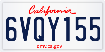 CA license plate 6VQY155