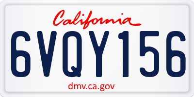 CA license plate 6VQY156