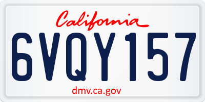 CA license plate 6VQY157