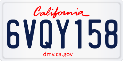 CA license plate 6VQY158