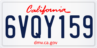 CA license plate 6VQY159