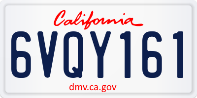 CA license plate 6VQY161