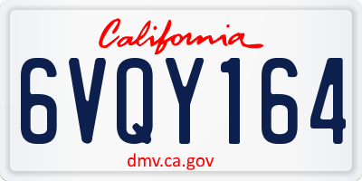 CA license plate 6VQY164