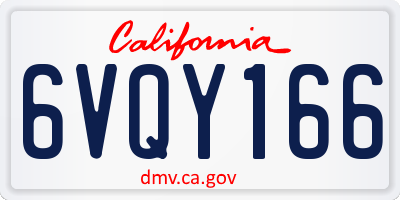 CA license plate 6VQY166