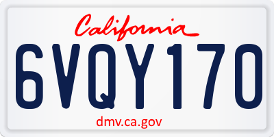 CA license plate 6VQY170