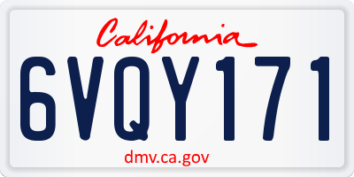 CA license plate 6VQY171