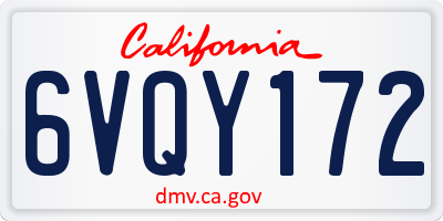 CA license plate 6VQY172