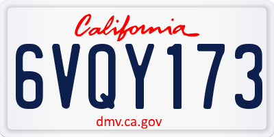 CA license plate 6VQY173