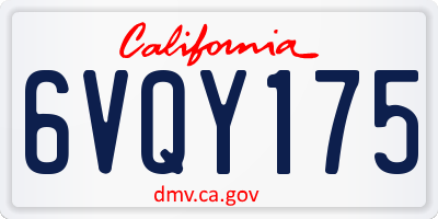 CA license plate 6VQY175
