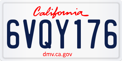 CA license plate 6VQY176