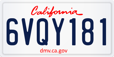 CA license plate 6VQY181