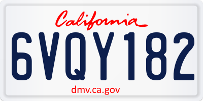 CA license plate 6VQY182