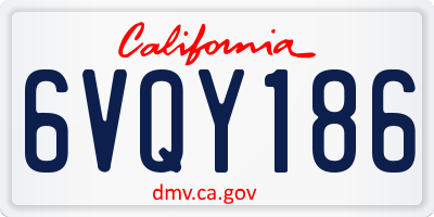 CA license plate 6VQY186