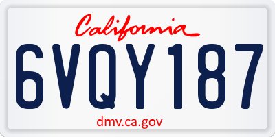 CA license plate 6VQY187