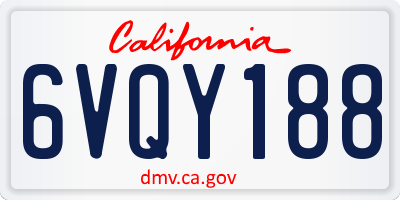 CA license plate 6VQY188
