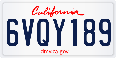 CA license plate 6VQY189