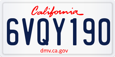 CA license plate 6VQY190