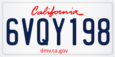 CA license plate 6VQY198