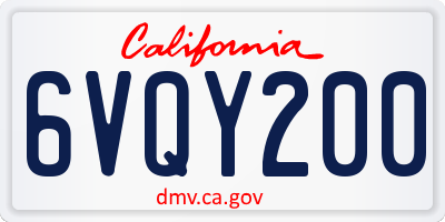CA license plate 6VQY200