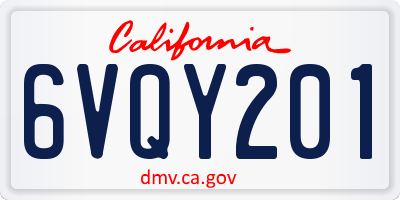 CA license plate 6VQY201