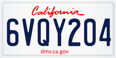 CA license plate 6VQY204