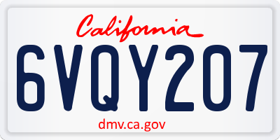 CA license plate 6VQY207