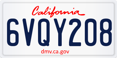 CA license plate 6VQY208