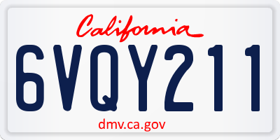 CA license plate 6VQY211