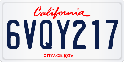 CA license plate 6VQY217