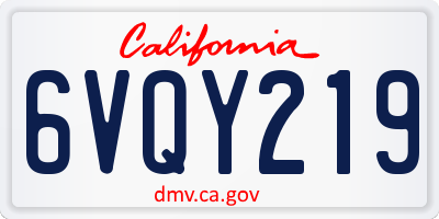 CA license plate 6VQY219