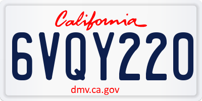 CA license plate 6VQY220