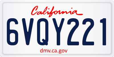 CA license plate 6VQY221