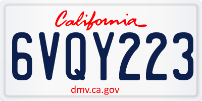 CA license plate 6VQY223