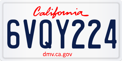 CA license plate 6VQY224