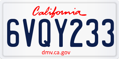 CA license plate 6VQY233