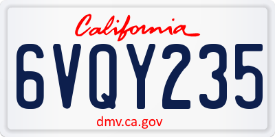 CA license plate 6VQY235