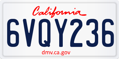 CA license plate 6VQY236