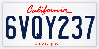 CA license plate 6VQY237